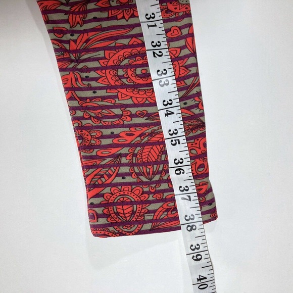 LULAROE Tall & Curvy TC Stretch Knit Leggings Multi-Color Orange Purple Stripe - Picture 3 of 8